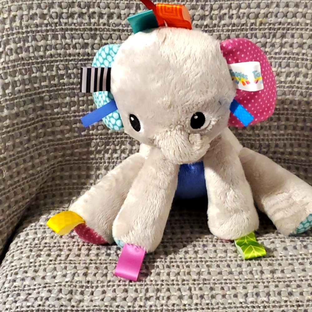 Bright Starts Taggies Elephant Plush Rattle Stuffed Animal Toy